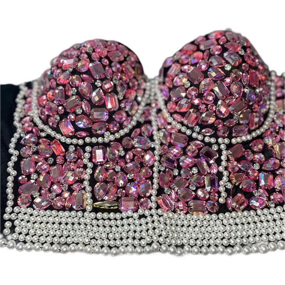 Pink Rhinestone Strapless Top - Picture 7 of 7